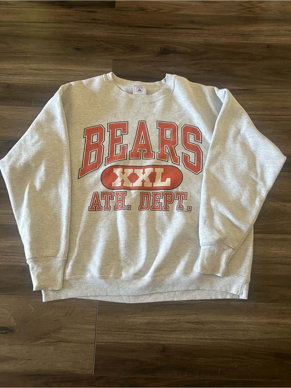 Delta Gray Crewneck Sweatshirt with Red 'BEARS XXL ATH. DEPT.' Graphic